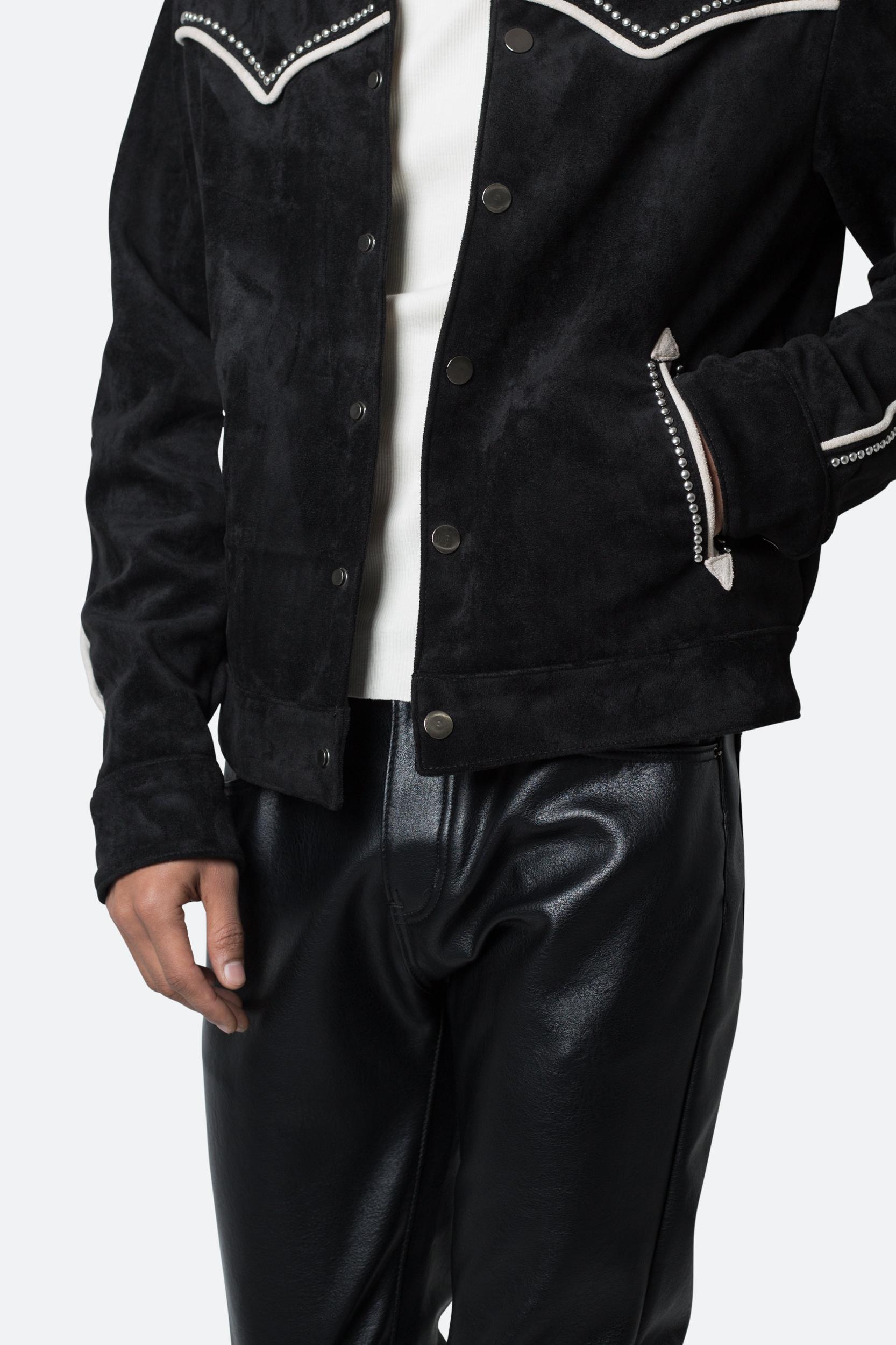 Suede Collared Jacket - Black Product Image