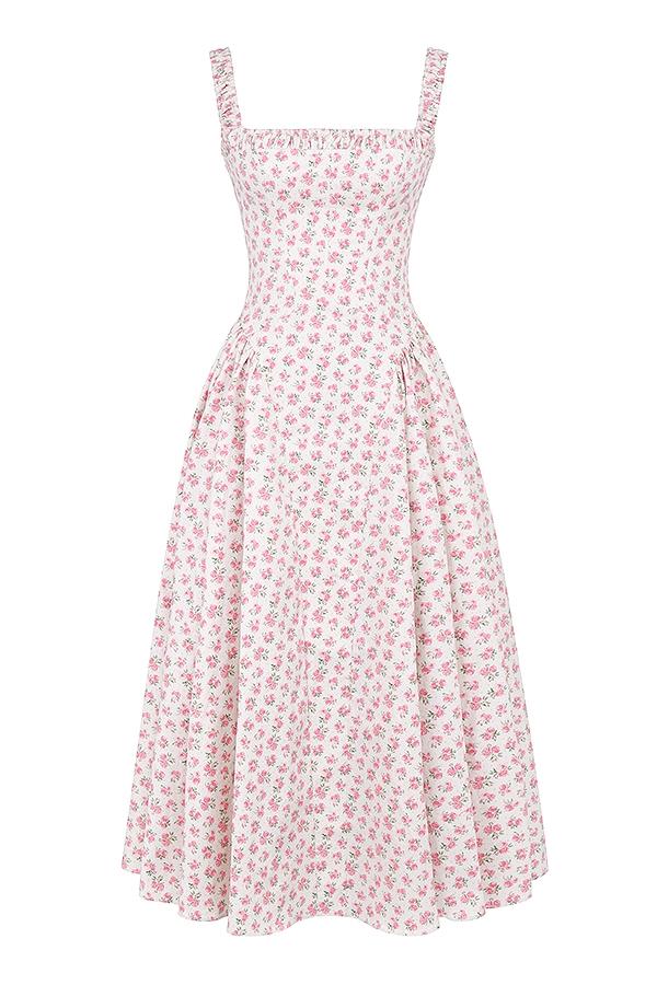 Dorothy  white rosebud print cotton midi sundress Product Image