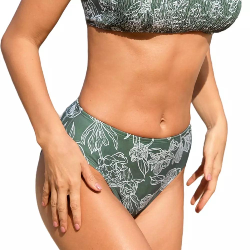 Women's Cupshe Mid-Rise Swim Bottoms, Size: XL, Green Floral Product Image