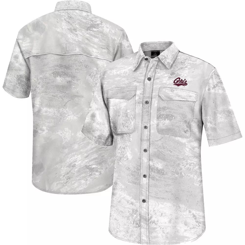Men's Colosseum White Montana Grizzlies Realtree Aspect Charter Full-Button Fishing Shirt,  Product Image