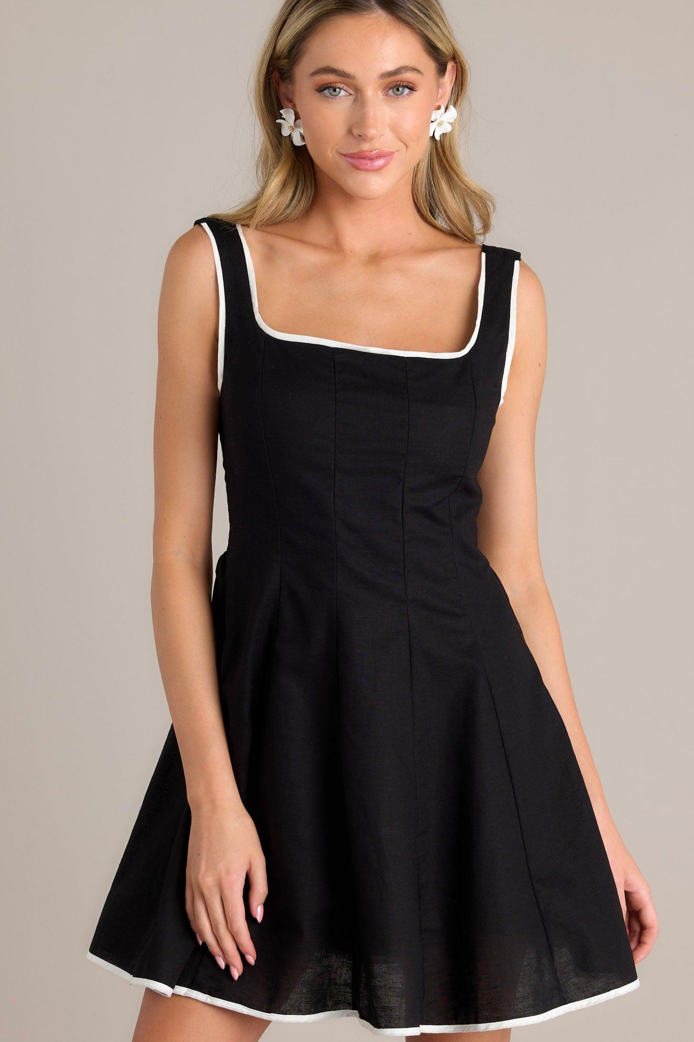 Classic Couture Black Cotton Blend Mini Dress Product Image