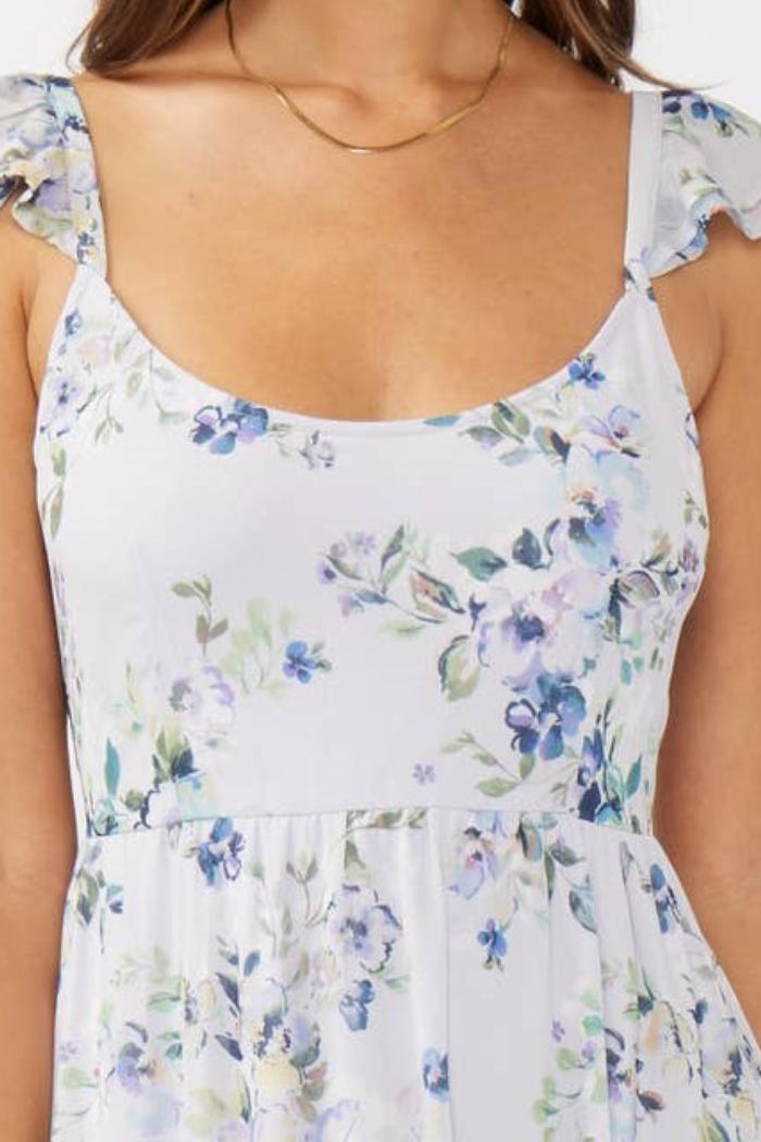 Floral Textured Open Back Tie Maxi Dress Product Image