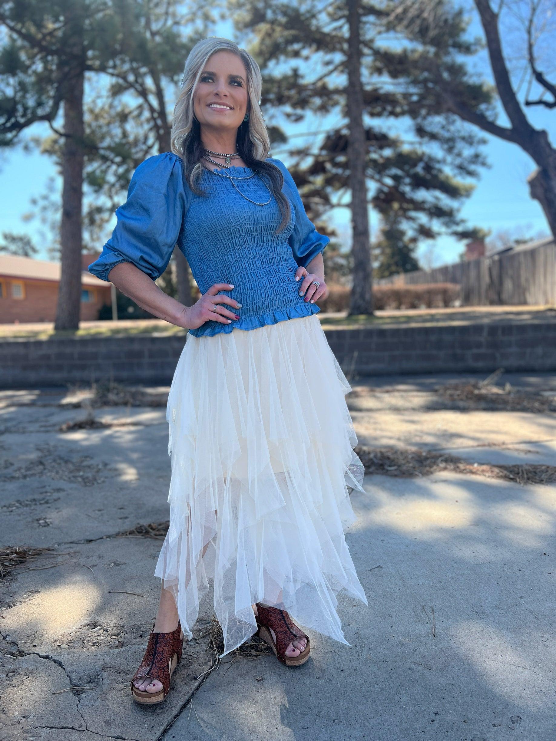 Origami Beige Tulle Skirt Product Image