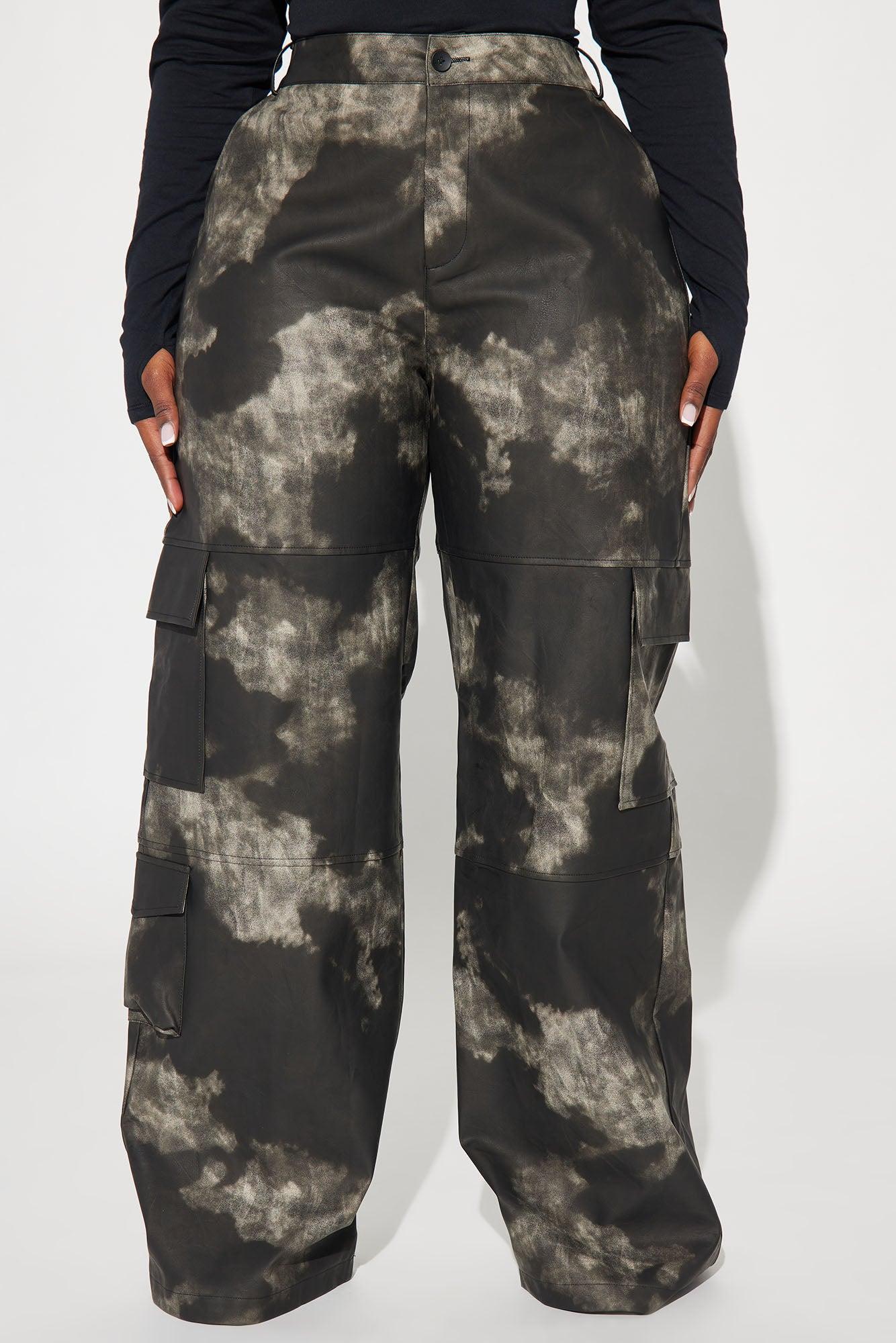 Alexa Washed Faux Leather Cargo Pant - Black Product Image