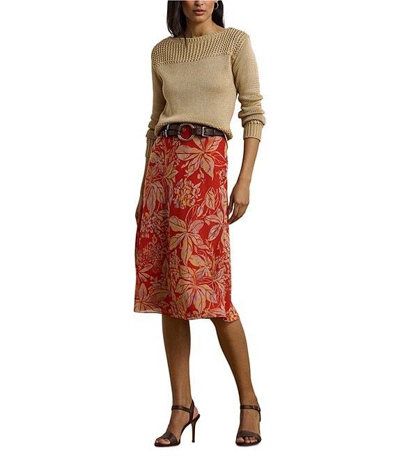 Lauren Ralph Lauren Floral Crinkle Georgette A-Line Pull-On Skirt Product Image