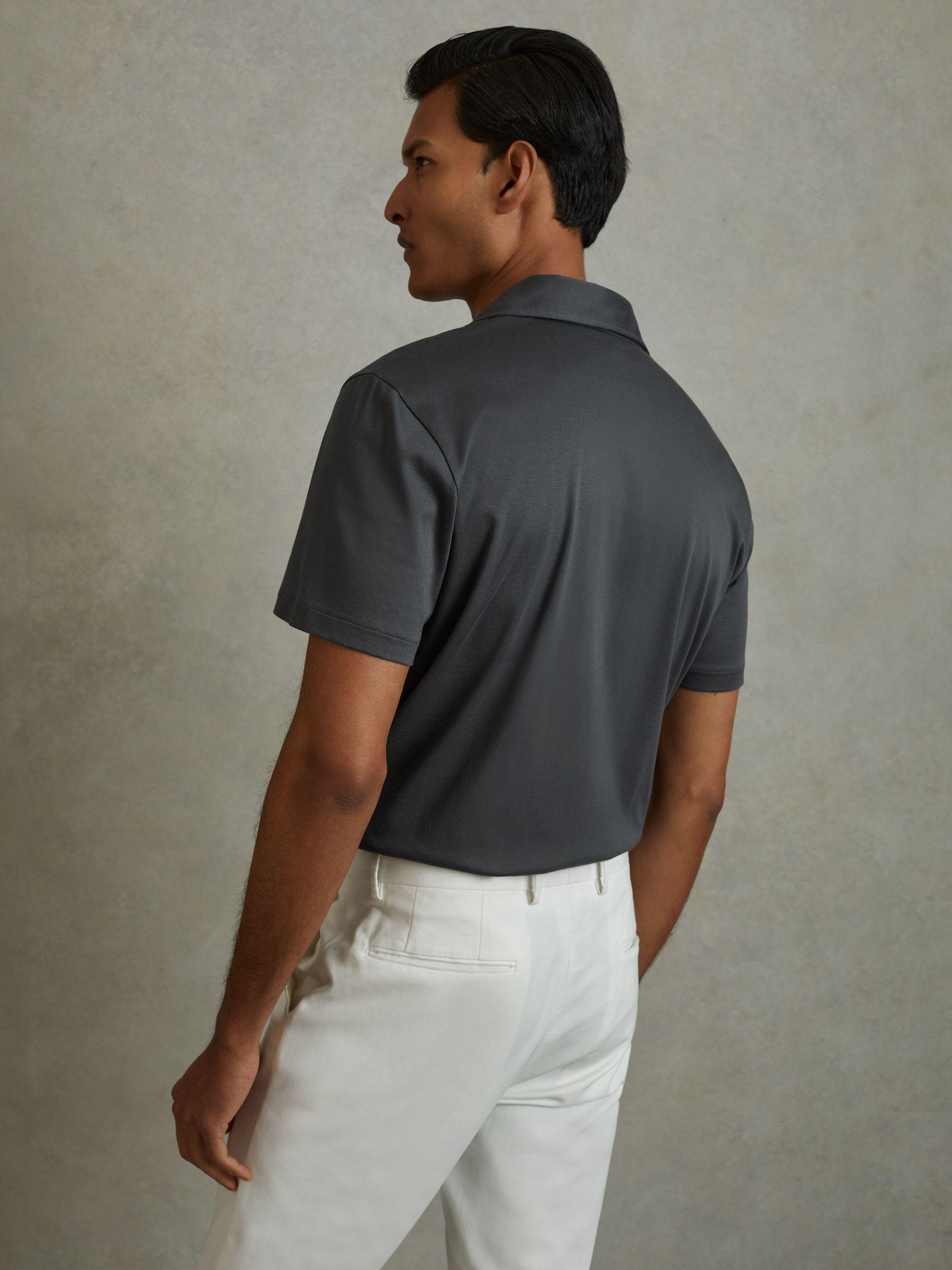 Mercerised Cotton Colourblock Cuban Collar Shirt in Blue Multi Product Image