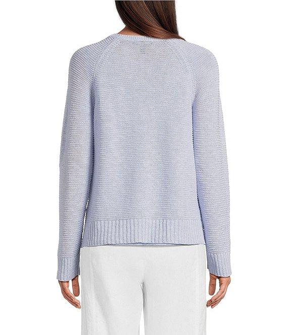 Eileen Fisher Organic Linen Knit Crew Neck Long Raglan Sleeve Sweater Product Image