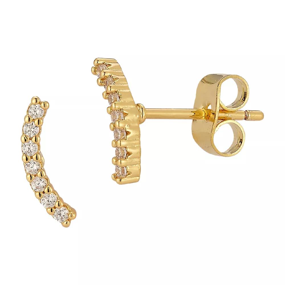Cubic Zirconia Crescent Stud Earrings, Women's, Gold Tone Product Image
