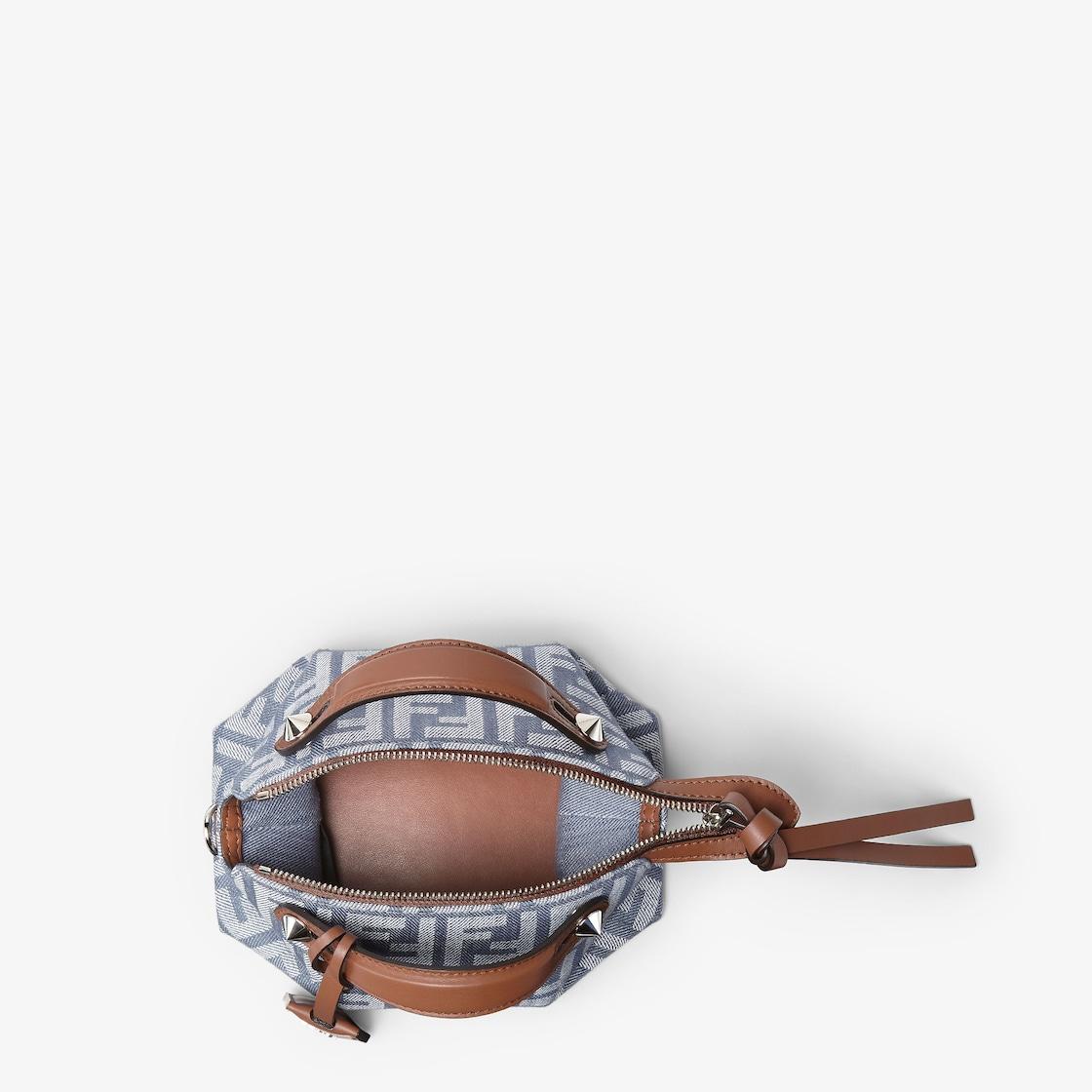 By The Way Soft MiniBlue denim-effect FF jacquard mini-bag Product Image