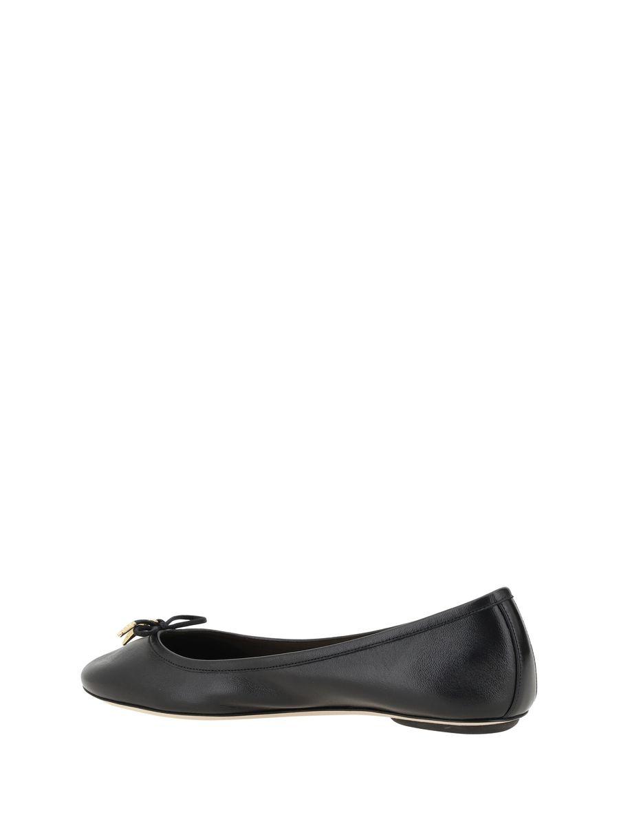 CHLOÉ Bow Detail Round Toe Flat Sole Ballerina Shoes In Black Product Image