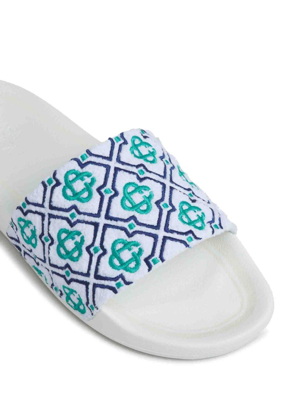 embroidered-monogram slides Product Image
