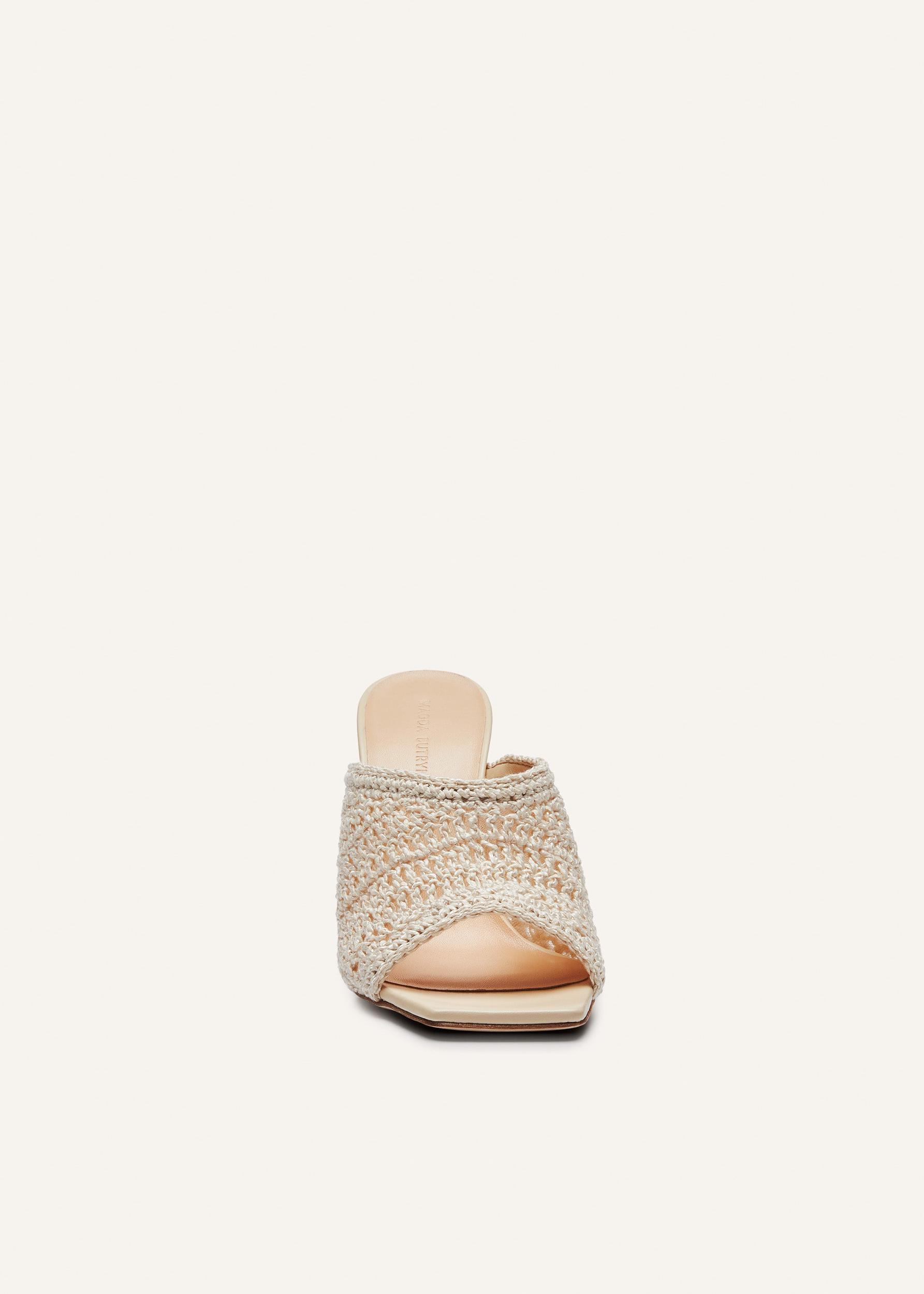 Crochet mule heels in cream Product Image