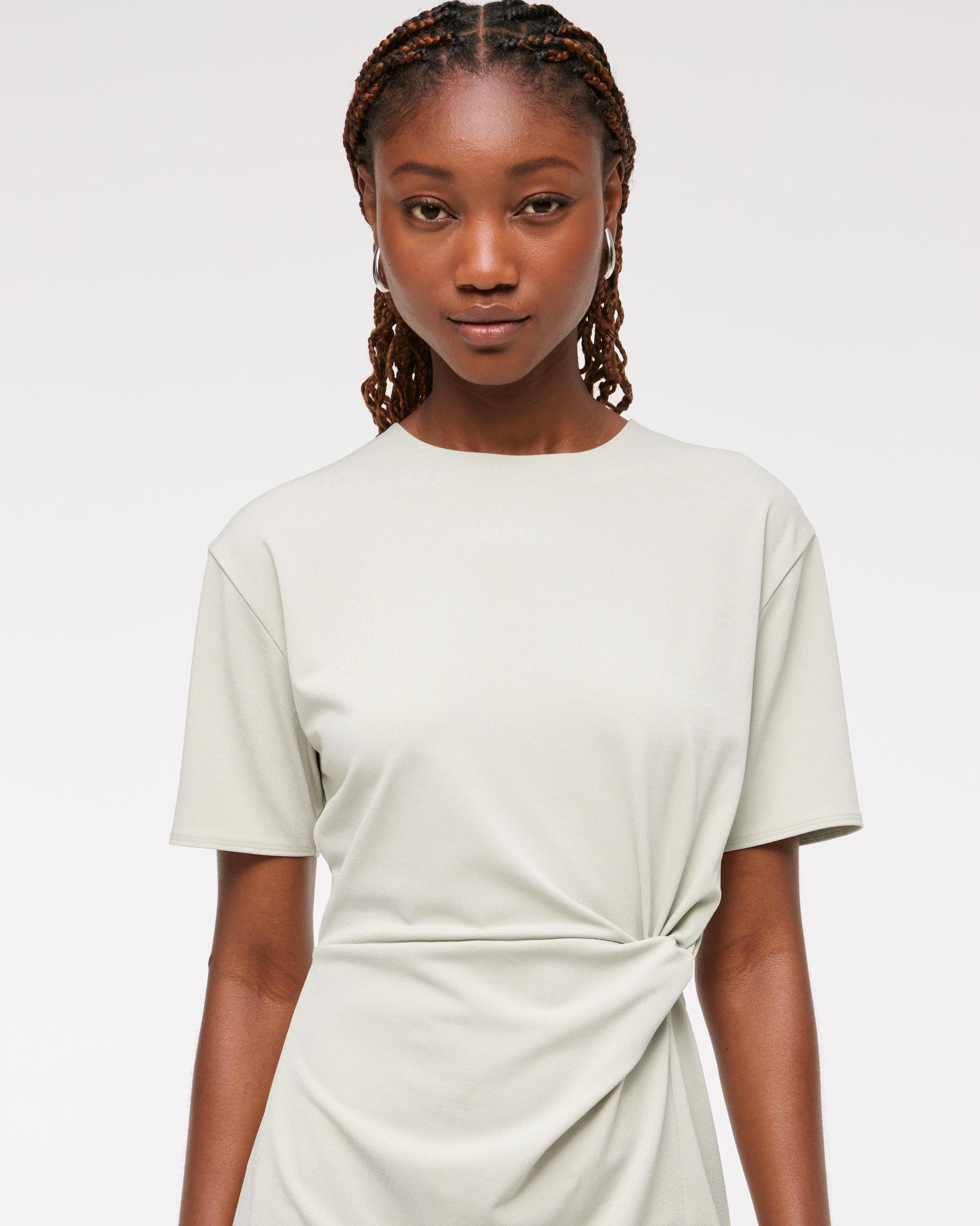 Side-Knot Knit Mini Dress Product Image