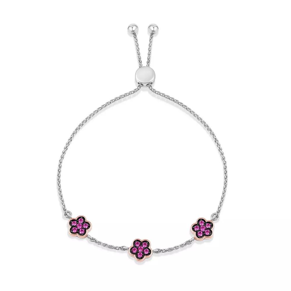 Barbie Sterling Silver Lab-Created Pink Sapphire Bracelet, Womens Two Tone Product Image