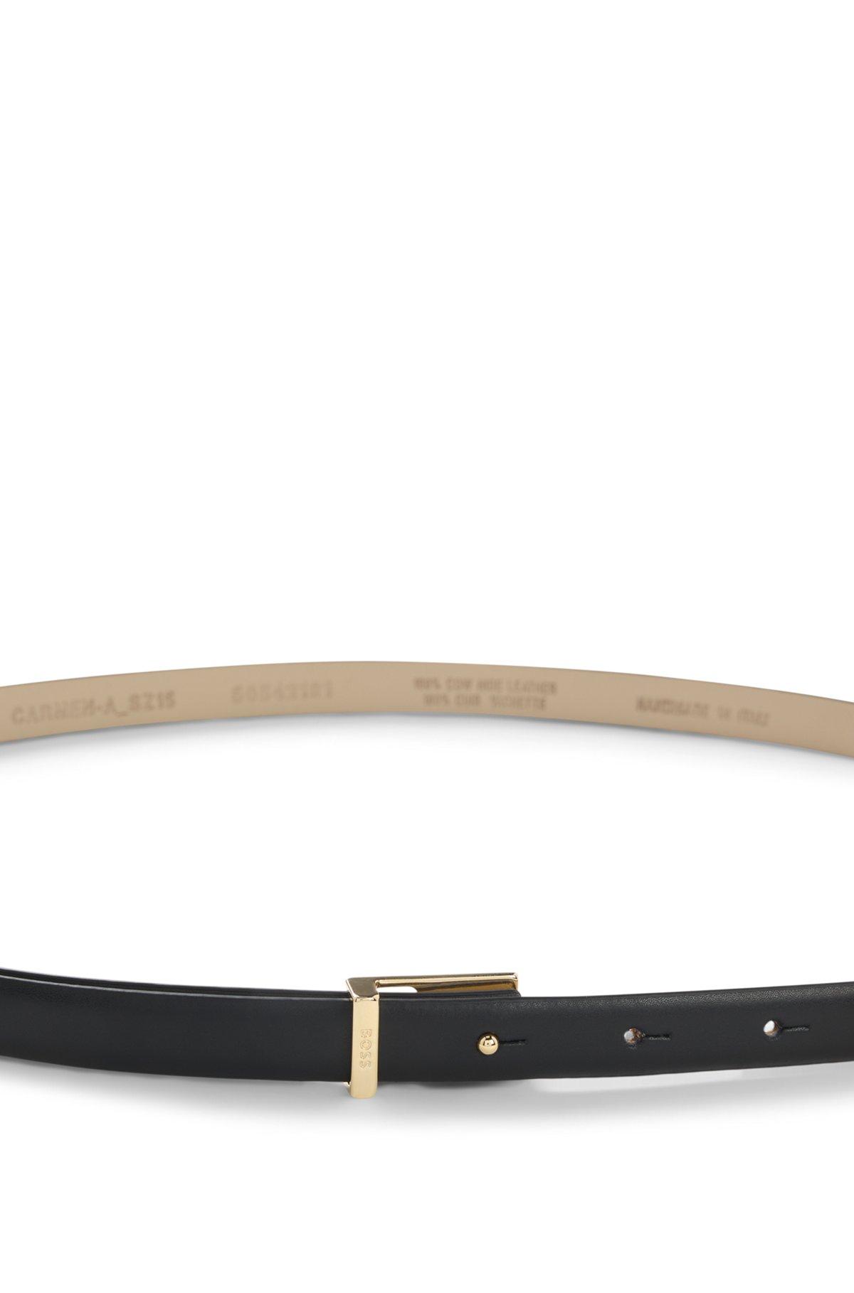 BOSS - Leather belt with gold-tone buckle - Black Product Image