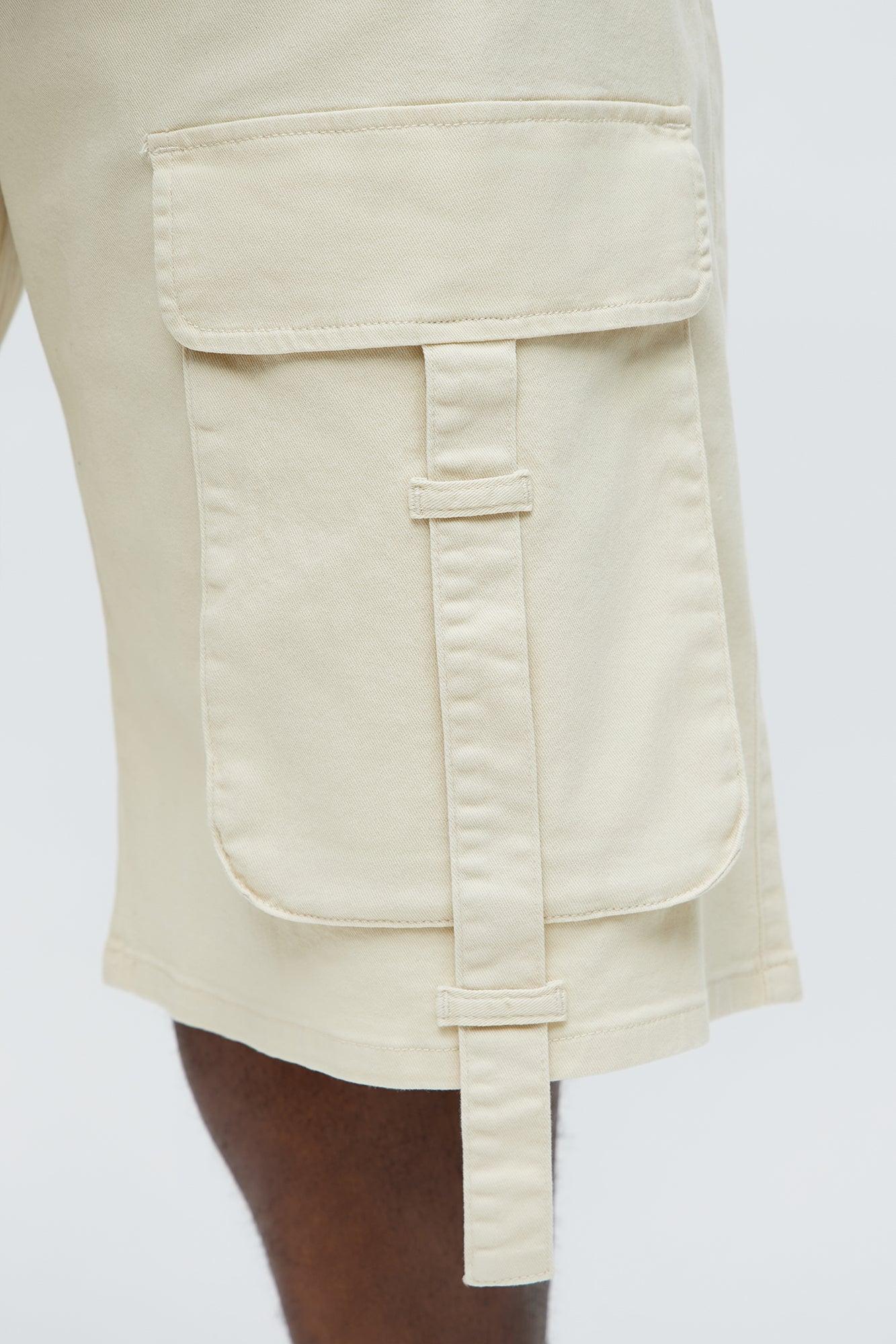 Baggy Oversized Pocket Cargo Shorts - Cream Male Product Image