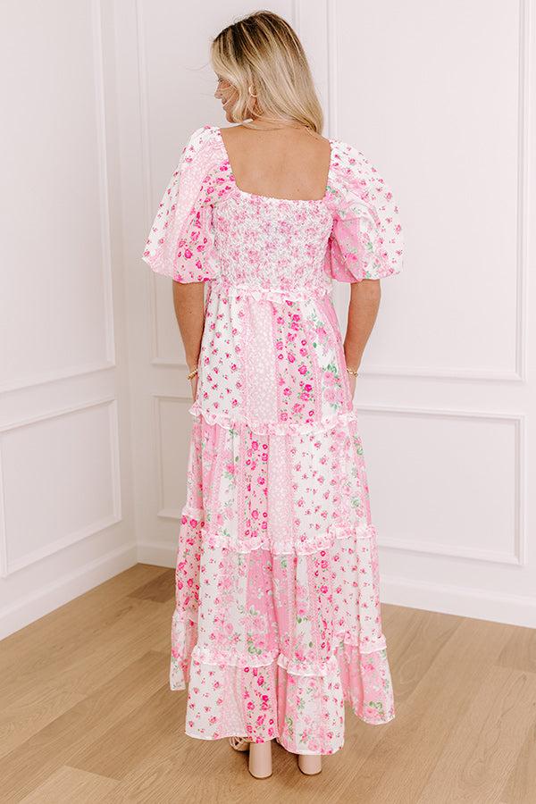 Floral Galore Smocked Maxi Dress in Pink Product Image
