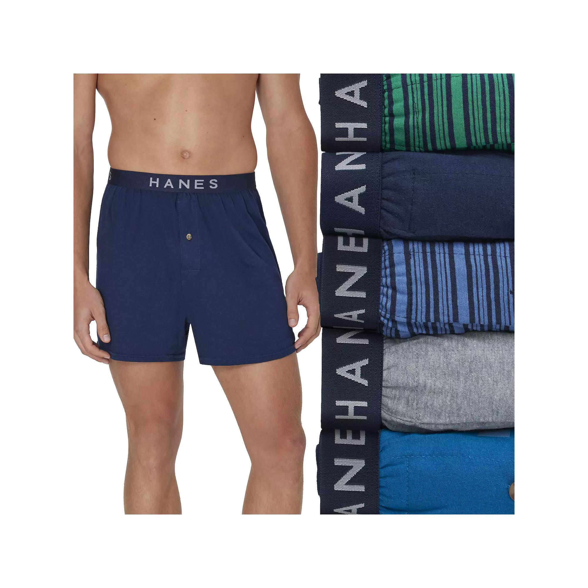 Men's Hanes® 5-Pack Ultimate Dyed Knit Moisture-Wicking Boxer Underwear,  Product Image
