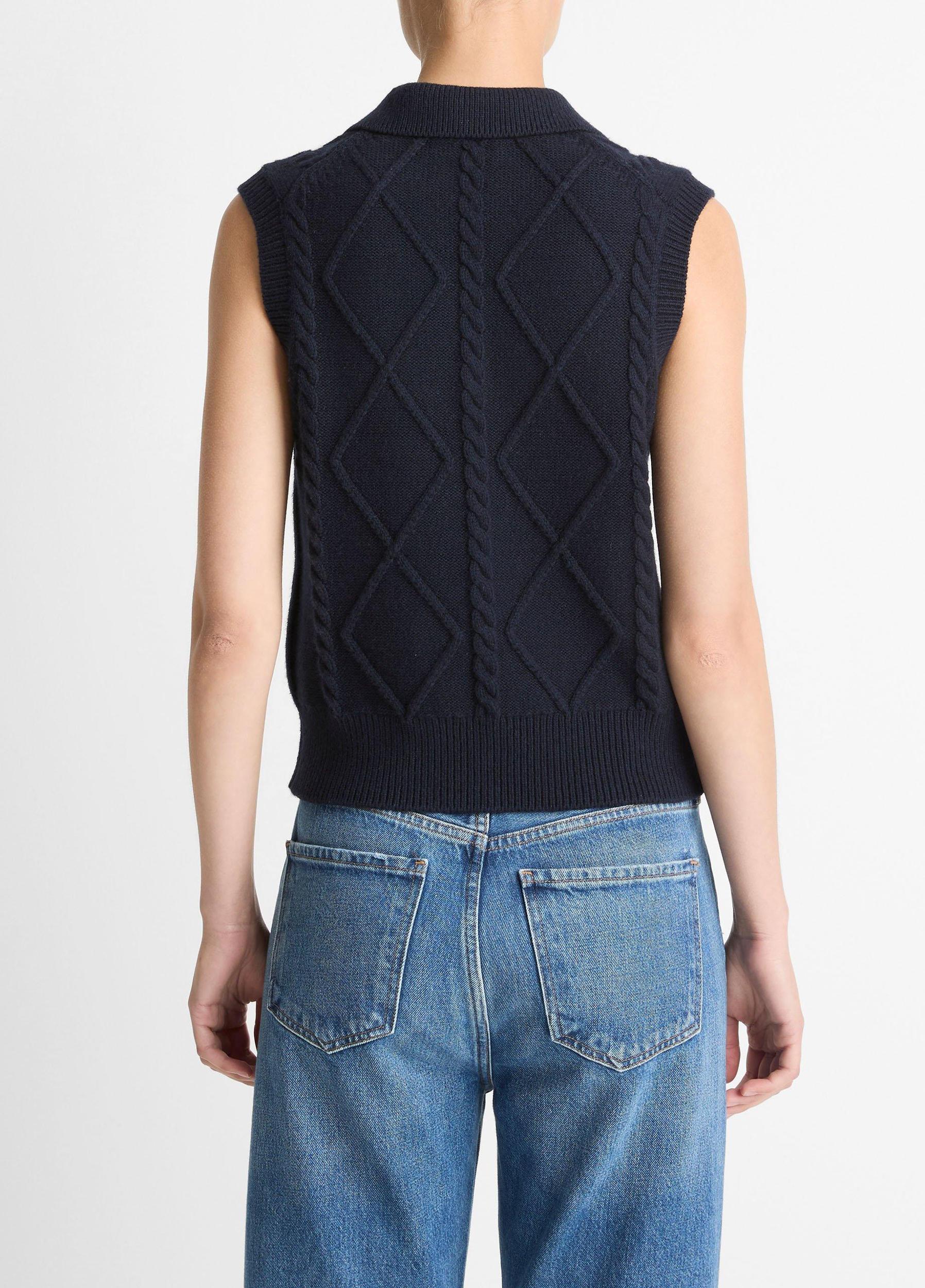 Cable-Knit Wool & Cotton-Blend Sweater Vest Product Image