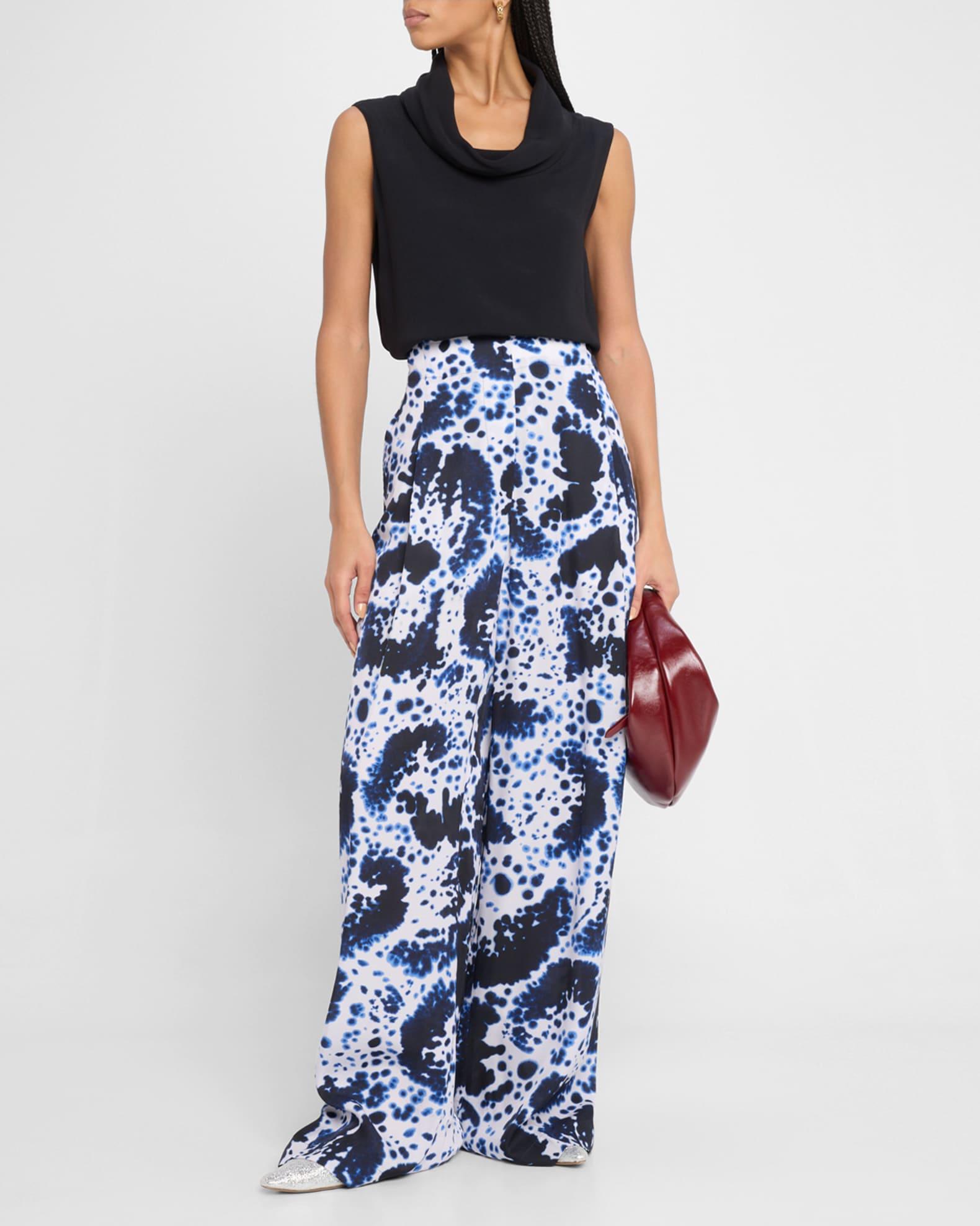 Pila Abstract-Print Pleated Wide-Leg Pants Product Image