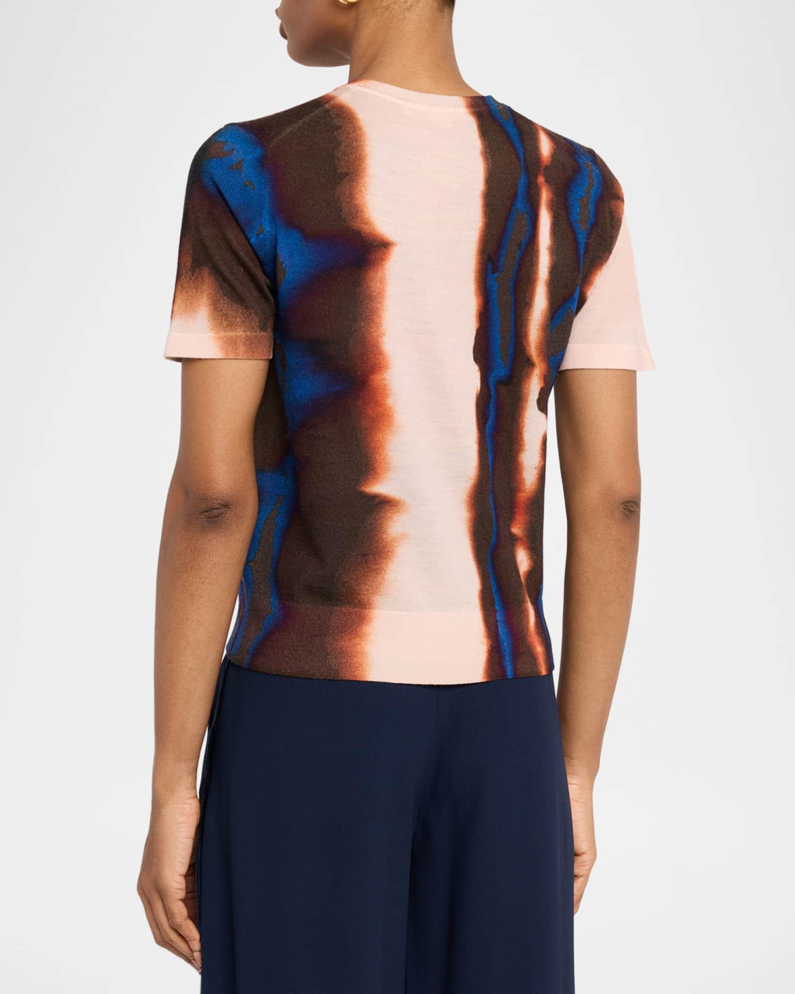 Burned Striped Wool Short-Sleeve Sweater Product Image