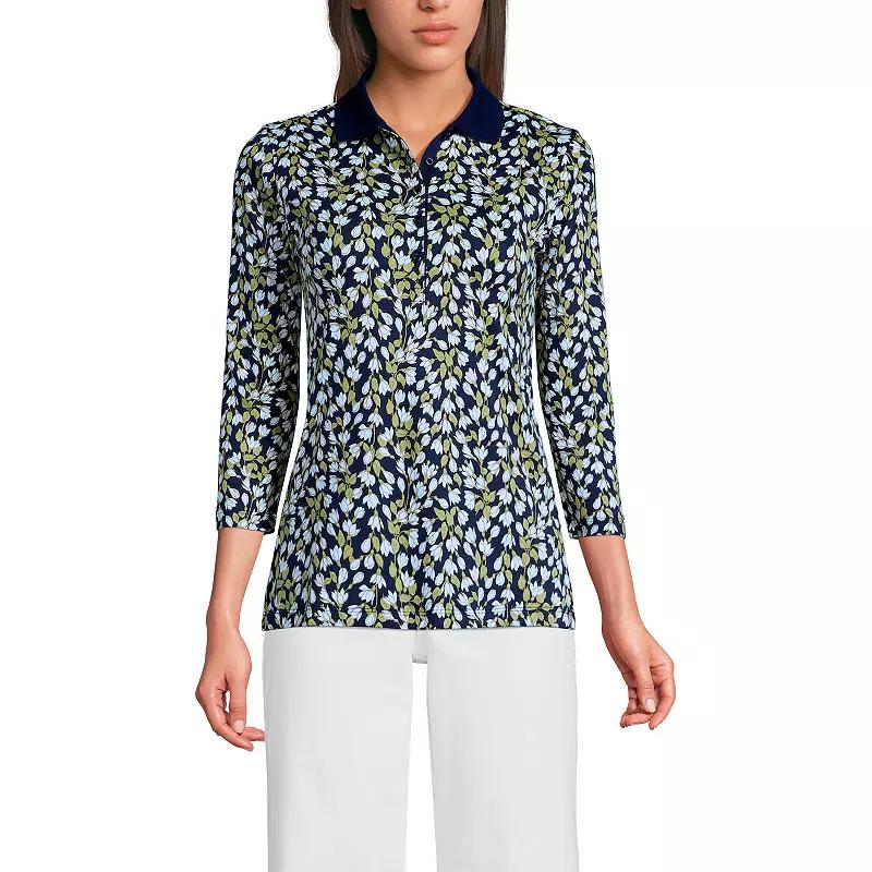 Women's Lands' End Supima Cotton 3/4-Sleeve Polo Shirt,  Product Image