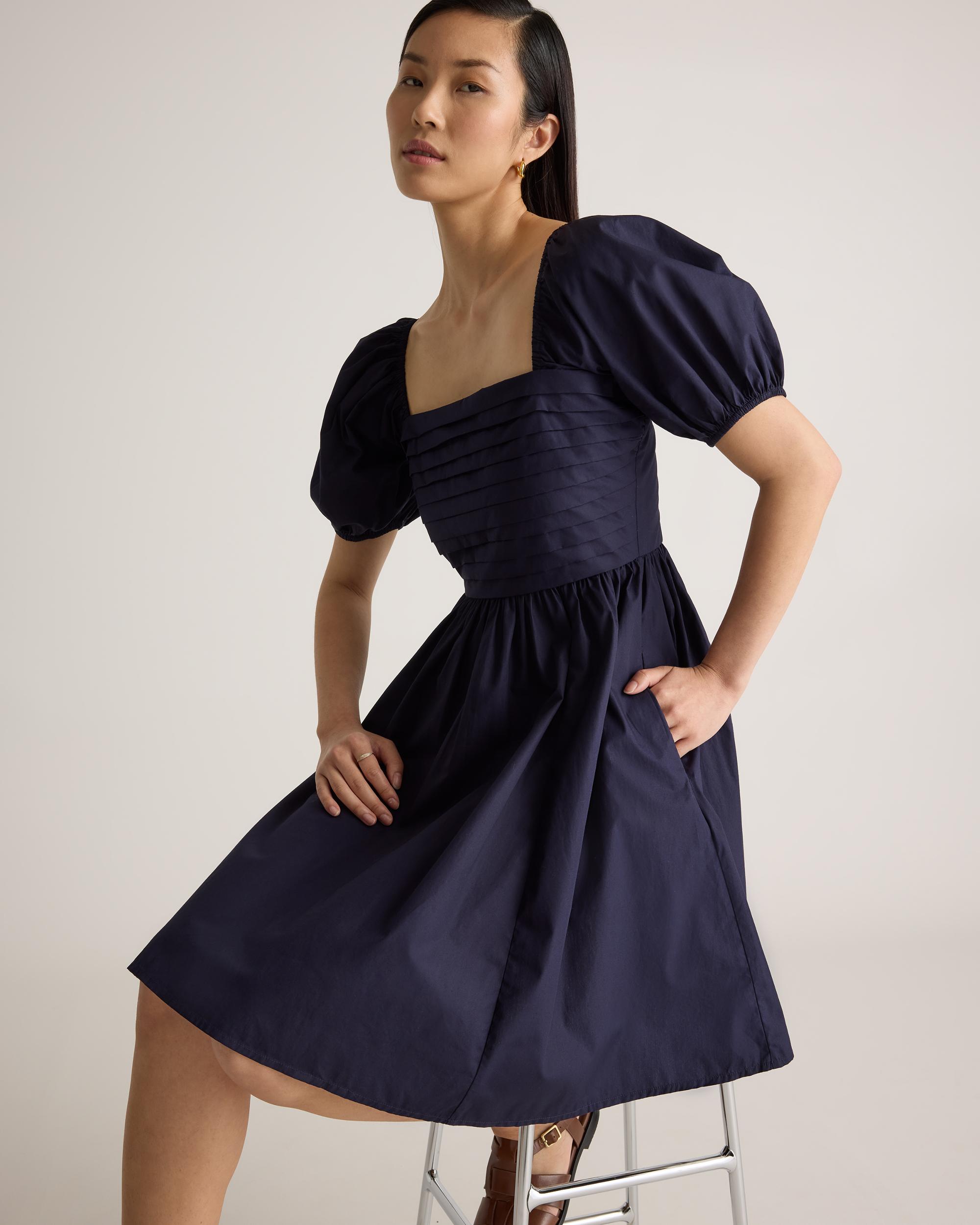 Quince | Women's Ruched Mini Dress Organic Cotton Product Image