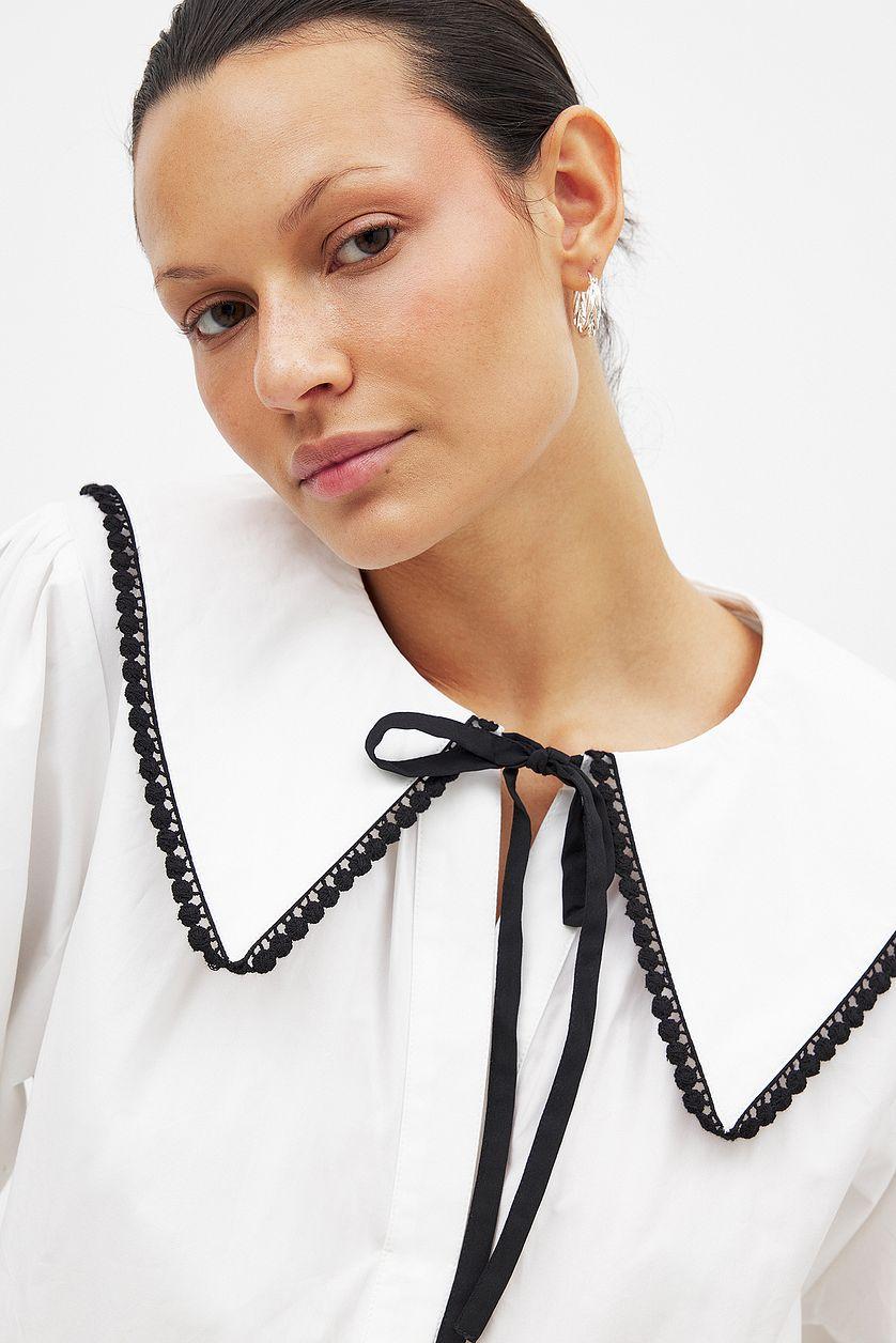 Cotton Embroidered Collar Blouse Product Image