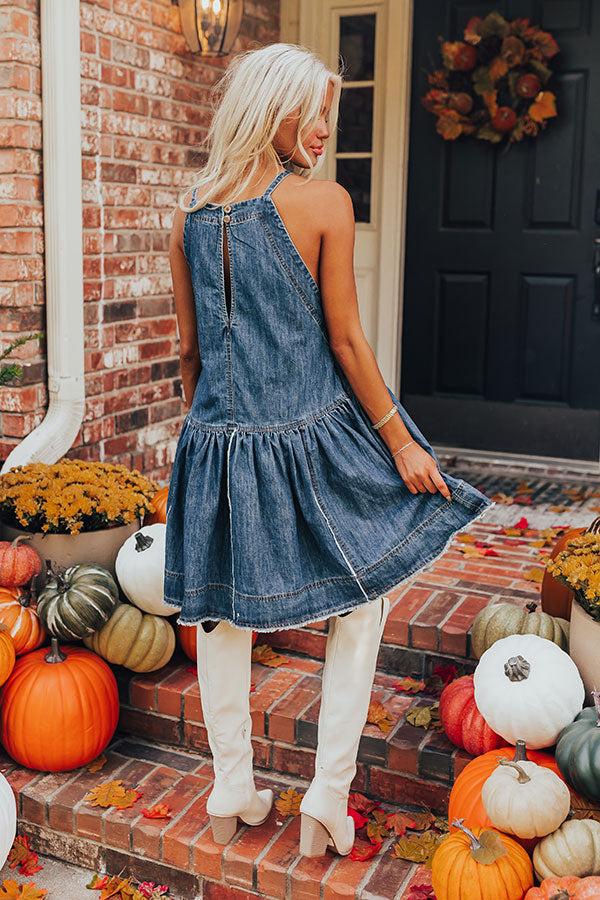 Always In Style Denim Mini Dress in Dark Wash Product Image