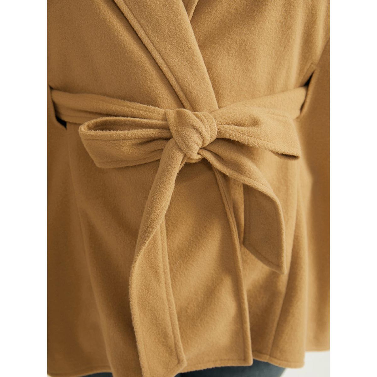 Plus Size Solid Hooded Belted Batwing Sleeve Jacket Women Chocolate Casual Plain Ladies Dailywear Winter Coats BloomChic 22-24/3X Product Image