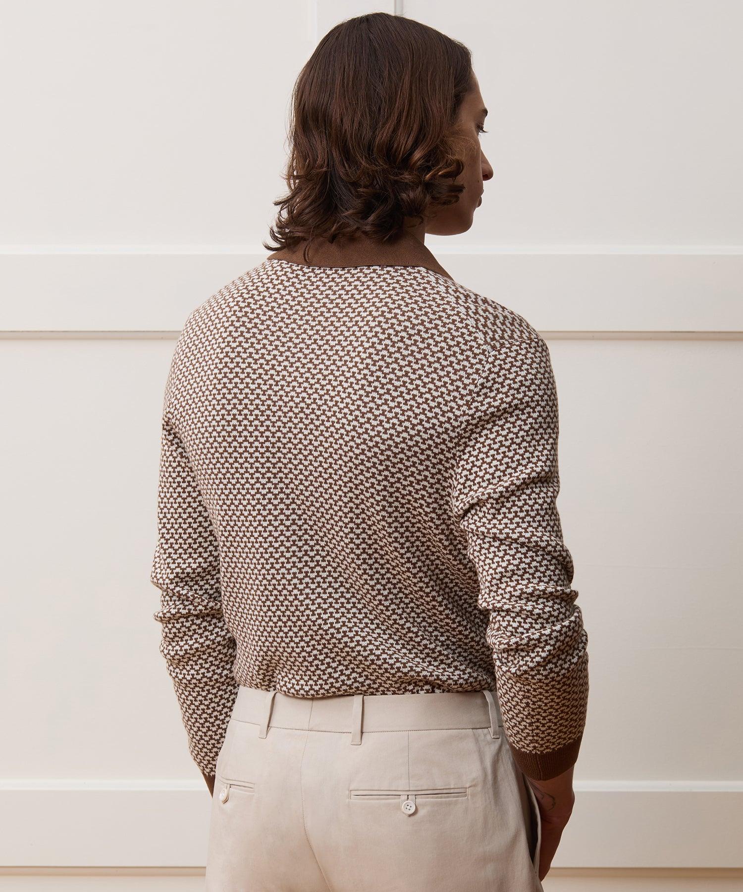 Silk-Cotton Geo Sweater Polo Product Image