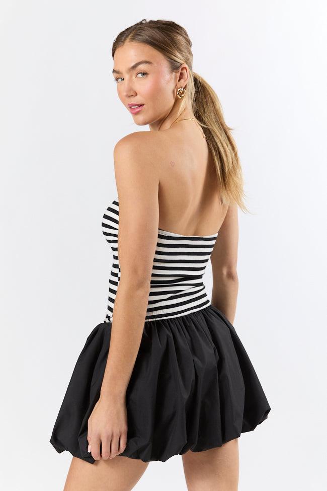 Moments Like This Black and White Striped Bubble Hem Dress FINAL SALE Product Image
