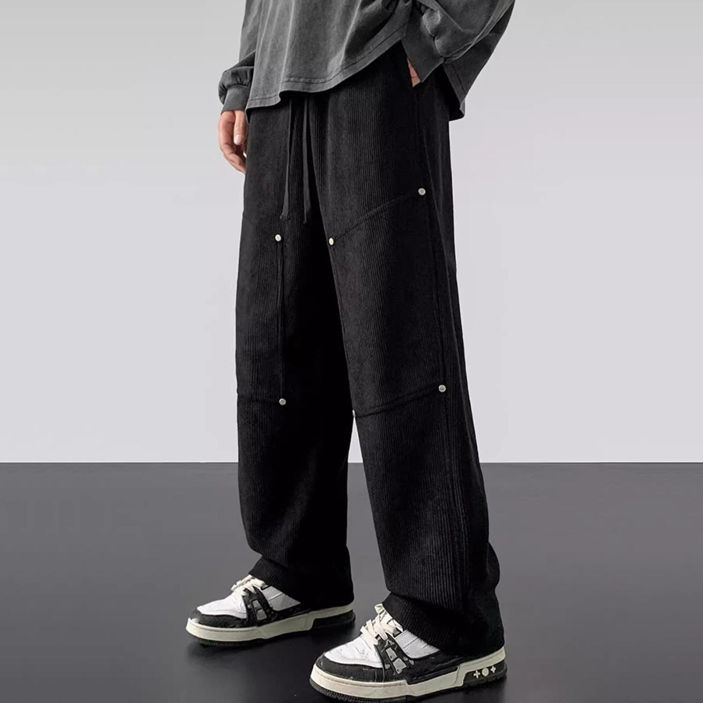 American Retro Trendy Corduroy Rivet Pants Product Image