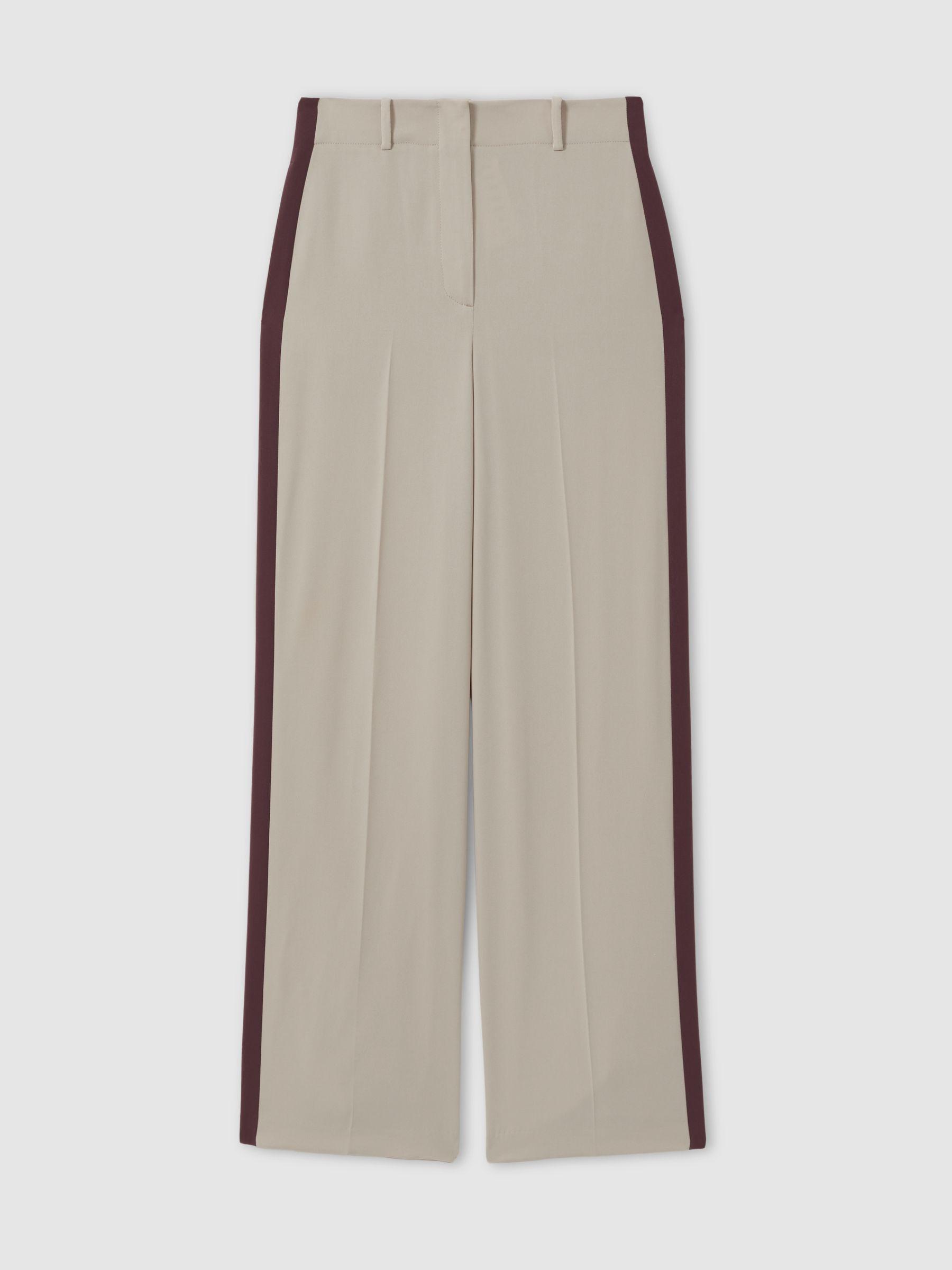 Side Stripe Wide Leg Trousers in Stone Product Image