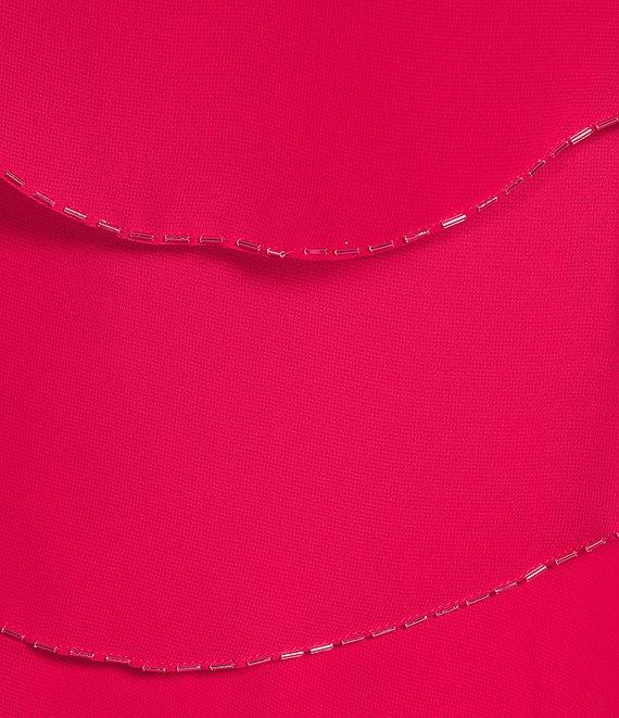 Ignite Evenings Petite Size Boat Neck Tiered Chiffon Midi Dress Product Image