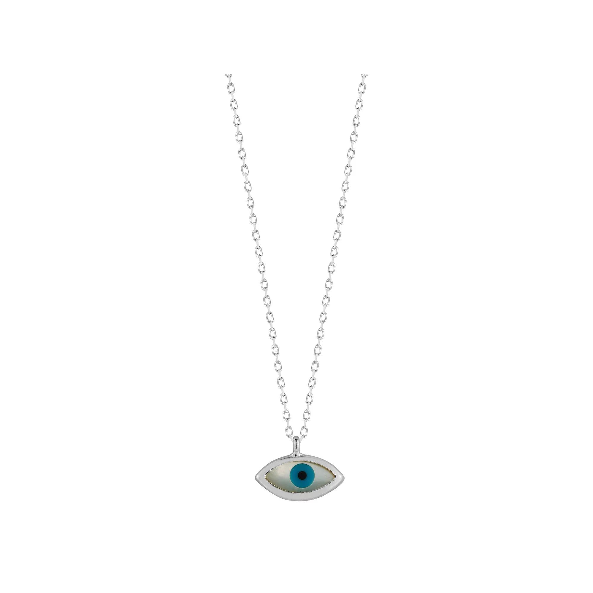Sunkissed Sterling Dainty Evil Eye Pendant Necklace, Women's, Size: 17", Silver Tone Product Image