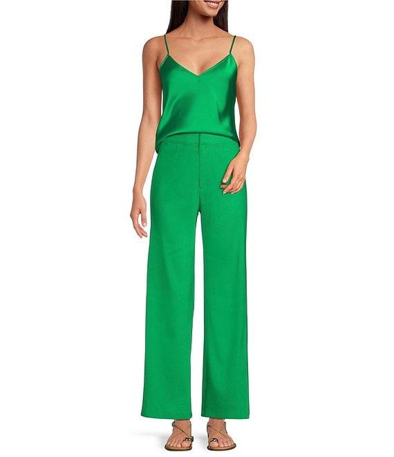 Gianni Bini Lucie Flat Front Straight Leg Linen Pants Product Image