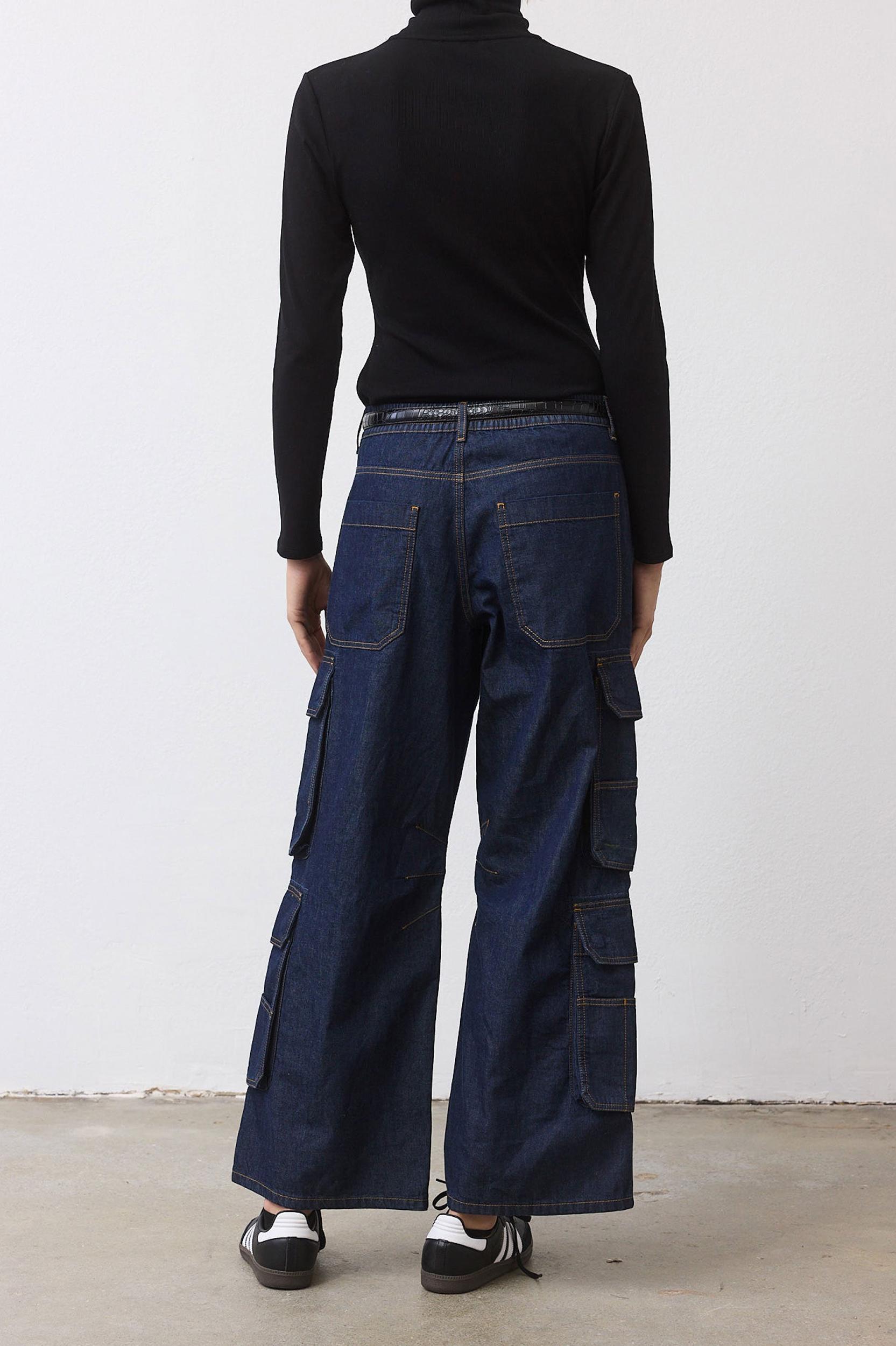 The Petite Off Duty Light Denim Cargo Pants Product Image
