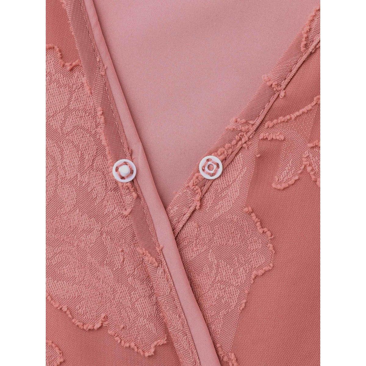 Plus Size Textured Surplice Neck Flared Sleeve Midi Dress Rouge Women Elegant Texture Overlap Collar Short sleeve Curvy BloomChic 22-24/3X Product Image