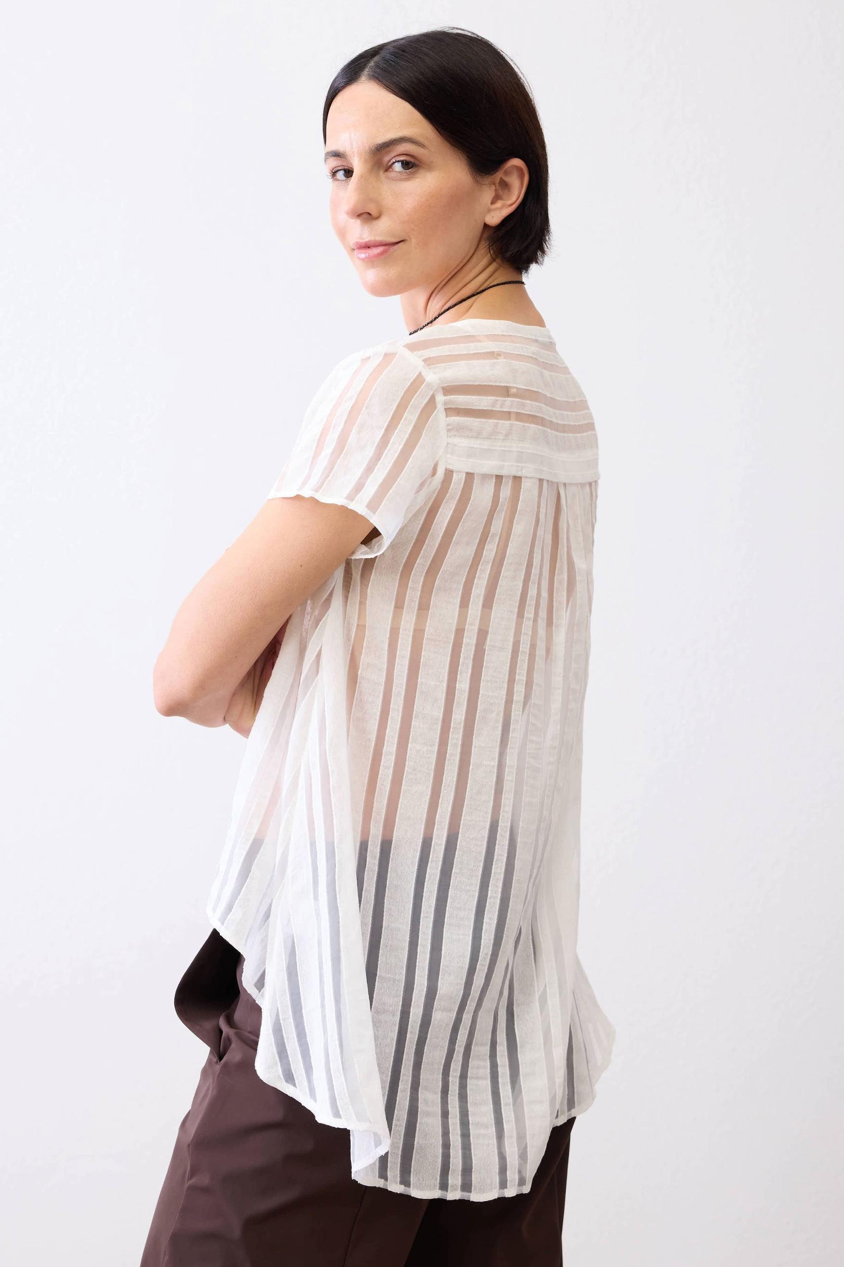 Stripe Sheer Summery High-Low Top Product Image