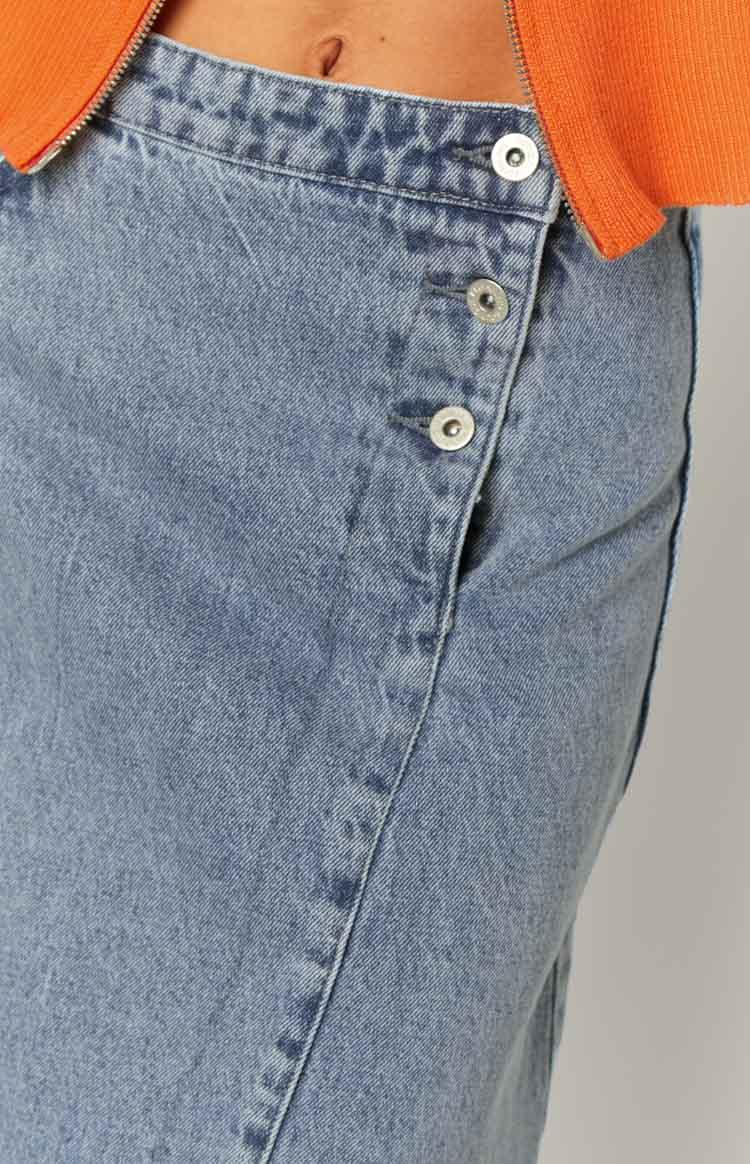 Jas Mid Wash Mid Waist Denim Midi Skirt Baby Product Image