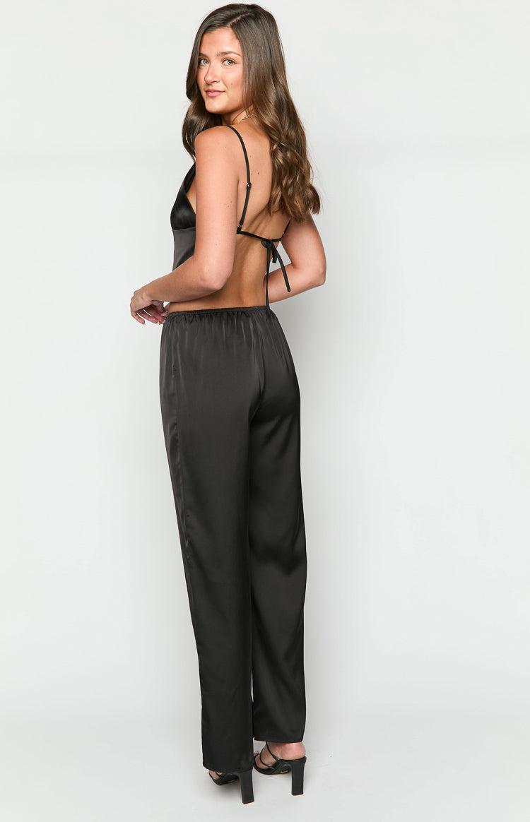 Bridget Black Satin Pants Product Image