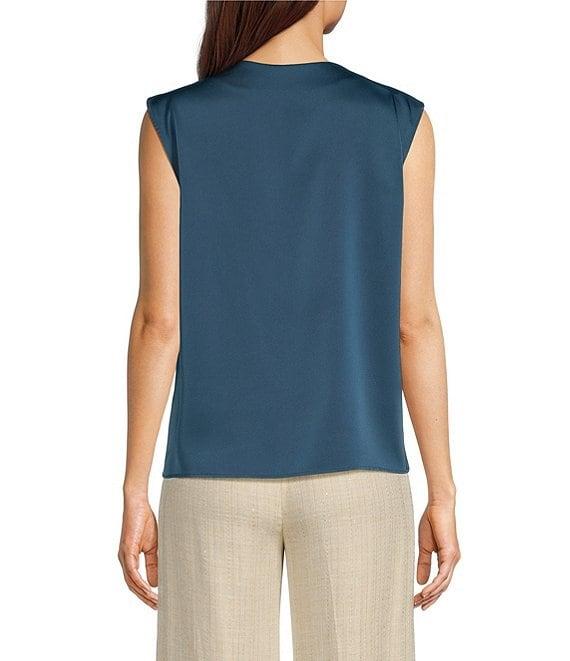 Donna Karan Charmeuse Sleeveless Draped Neck Blouse Product Image