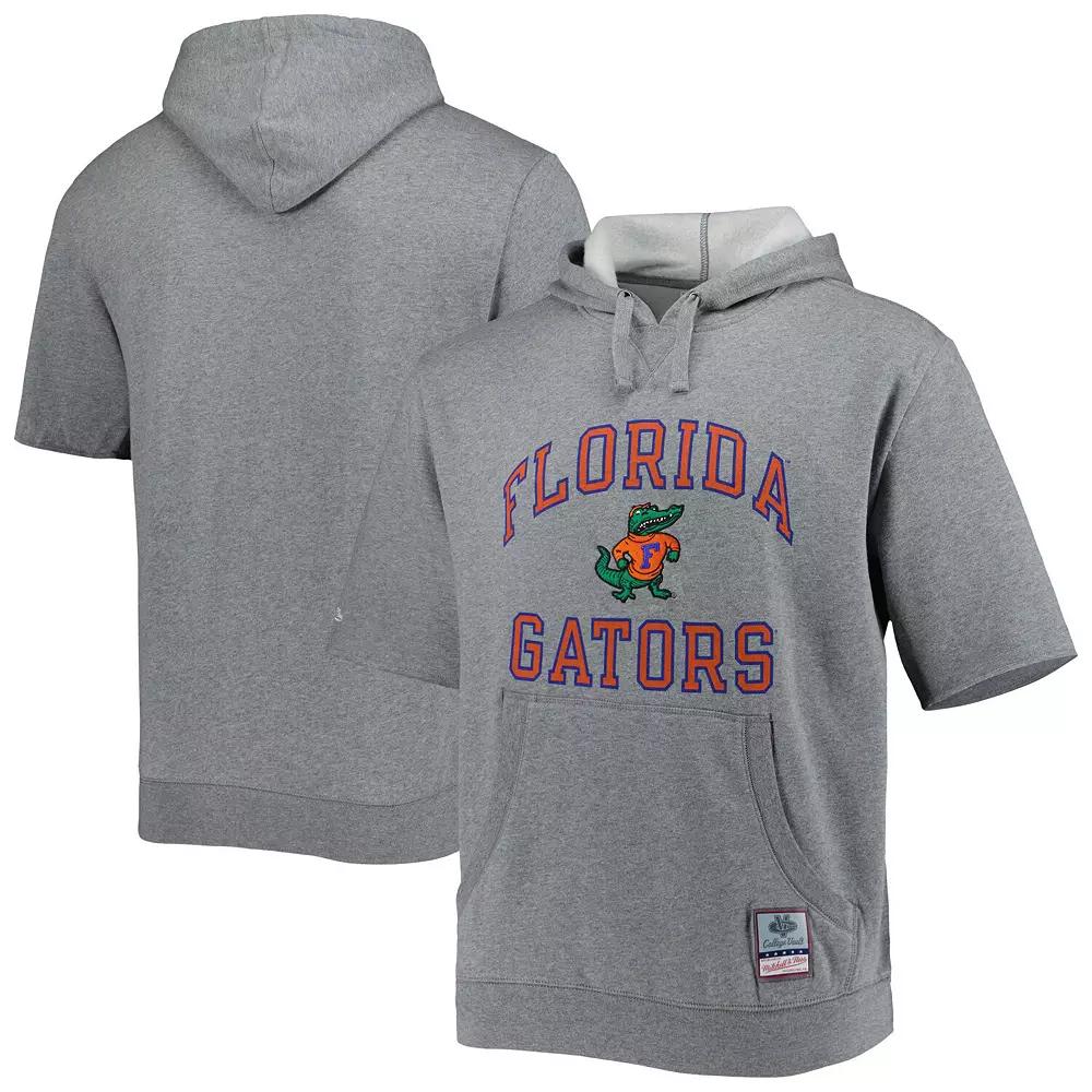 Men's Mitchell & Ness Heathered Gray Florida Gators Wordmark Short Sleeve Pullover Hoodie,  Product Image