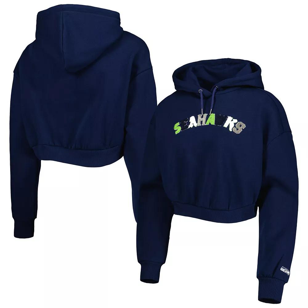 Women's The Wild Collective College Navy Seattle Seahawks Cropped Pullover Hoodie,  Product Image