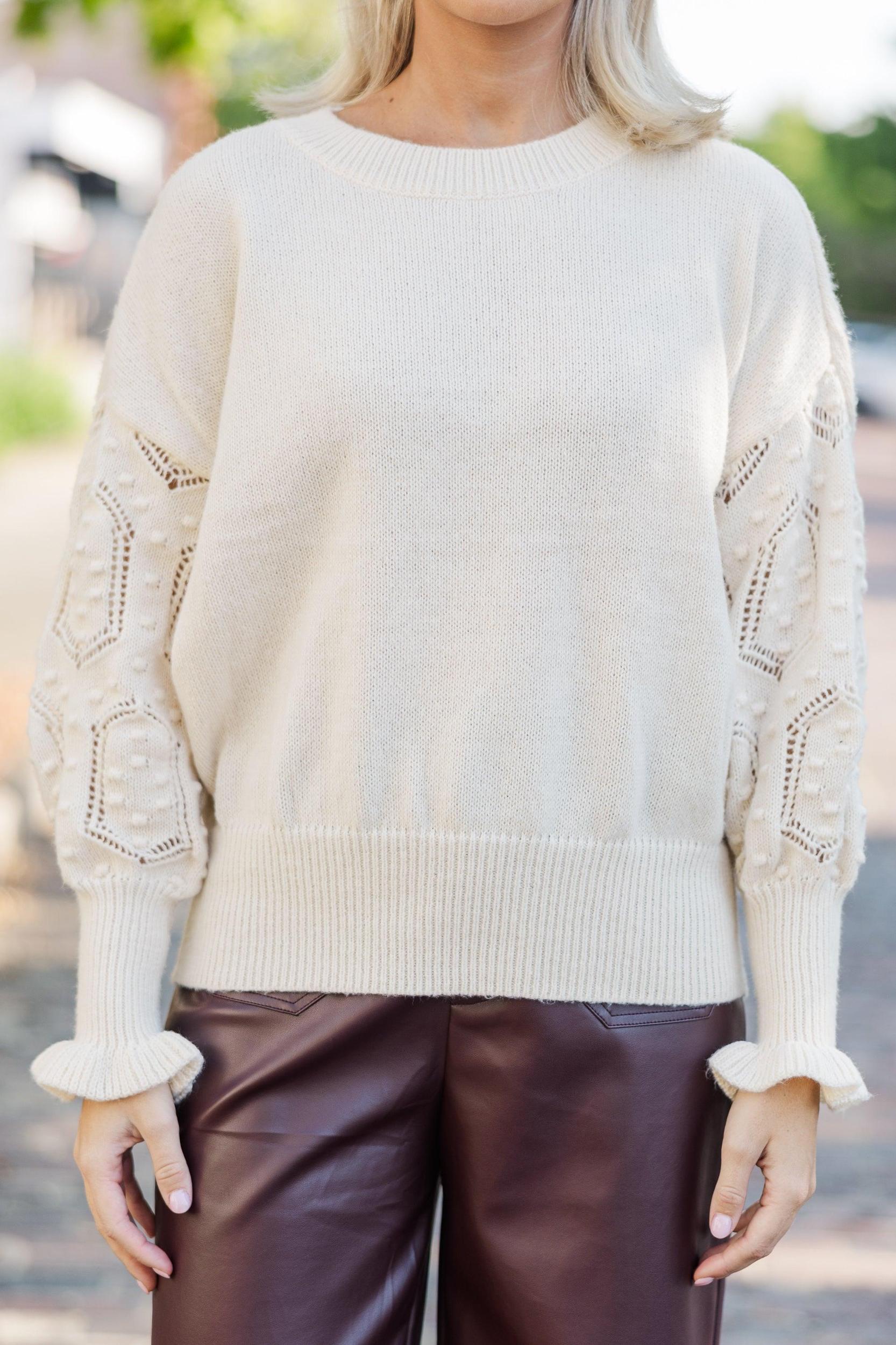 You Know It Ivory Textured Sweater Female Product Image