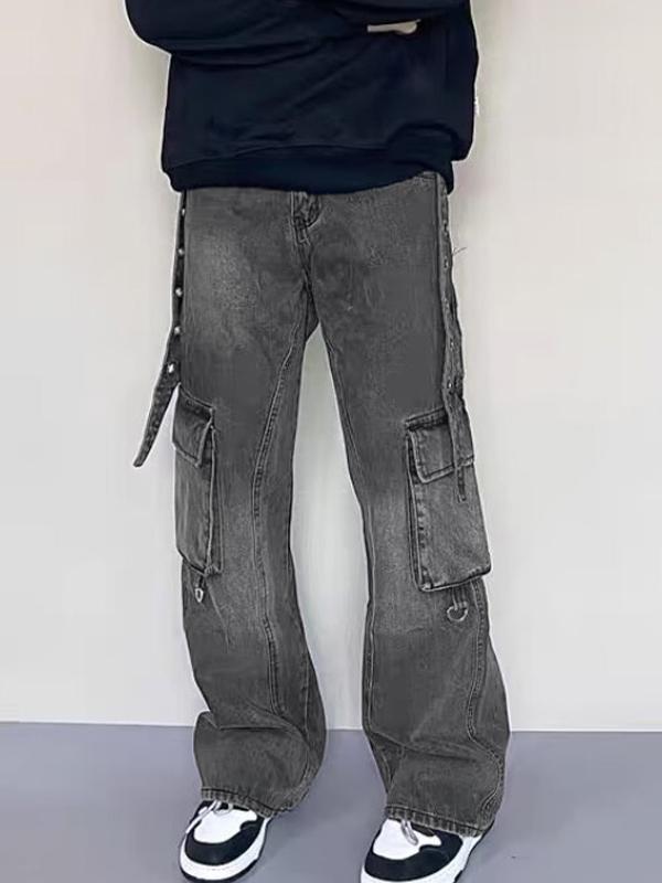 Men's Multi Pocket Eyelet Cargo Jeans Product Image