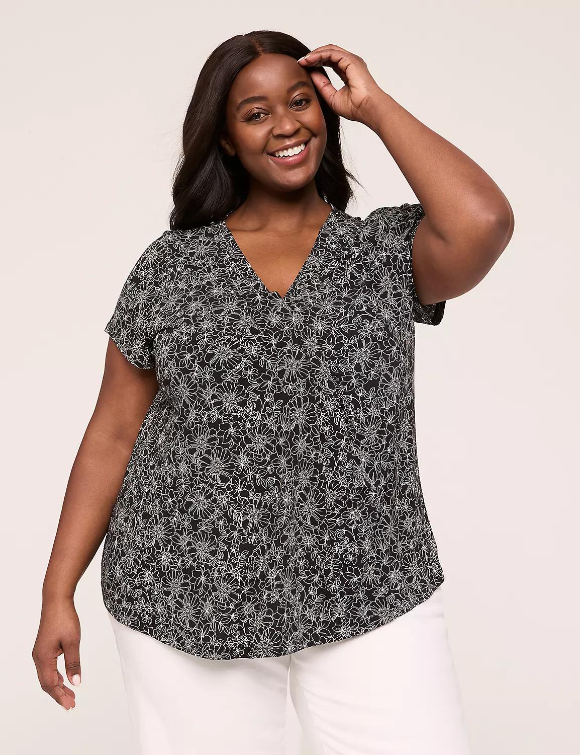 Cap-Sleeve Pleat-Front Top Product Image