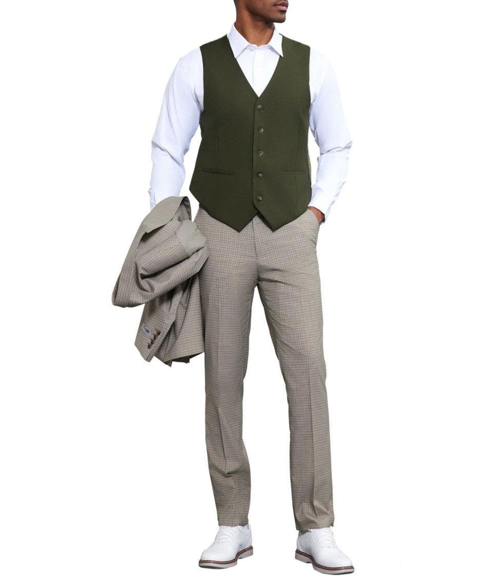 Stacy Adams - 3 Piece Suit Glen Plaid Hybrid Fit in Beige Product Image
