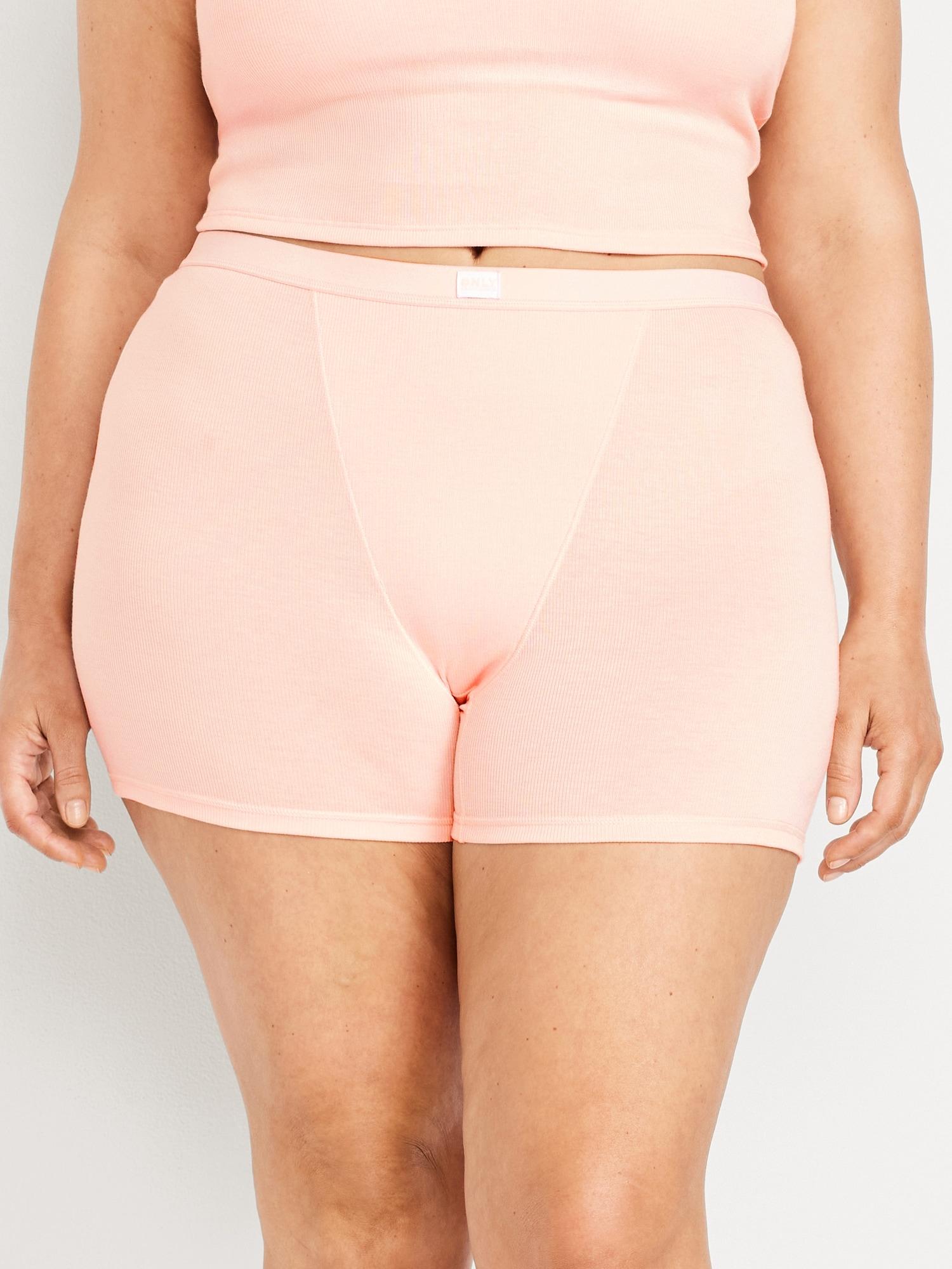 High-Waisted Ribbed Boyshort Briefs -- 3-inch inseam Product Image